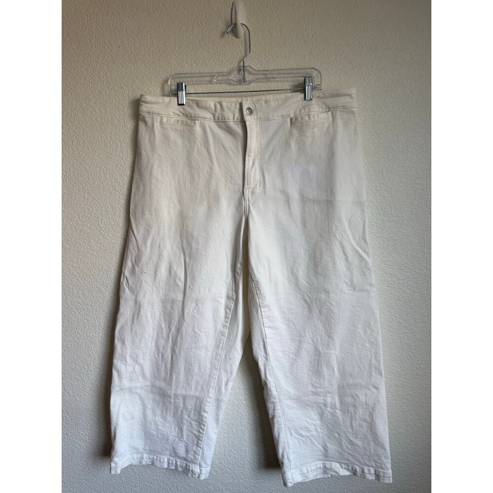 Madewell Women Jeans 18W Curvy Emmett Wide Leg FLAW Ivory Cream White